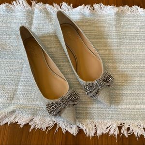 Badgley Mischka jeweled pointed toe flats, size 8 1/2